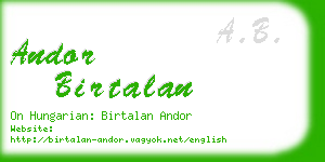 andor birtalan business card